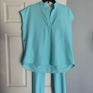 FIGS Fresh Aqua Zamora Pants and Top - Both Size M